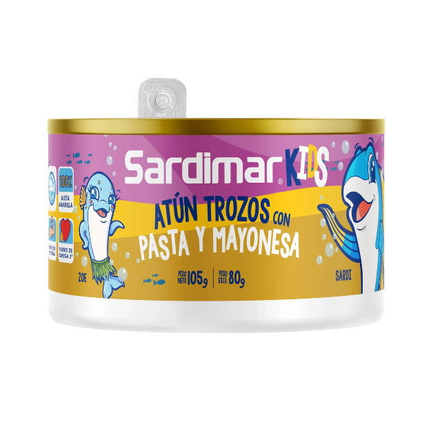 SARDIMAR KIDS ATUN TROCITOS PASTA Y MAYONESA 105G/72