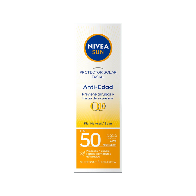 NIVEA SUN FACIAL ANTI-EDAD Q10 FPS50, 50ML /12