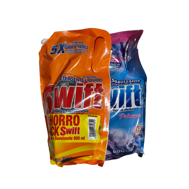 SWIFT DETERG LIQUIDO 800ML+SUAVIZANTE 800ML /6