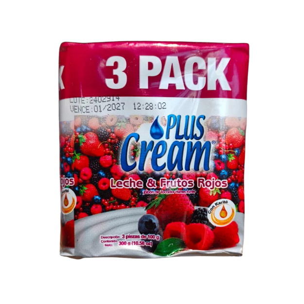 PLUS CREAM JABON FRUTOS ROJOS 3PK 300G /16