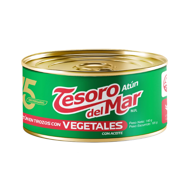 TESORO DEL MAR ATUN TROZOS CON VEGETALES 140G /48