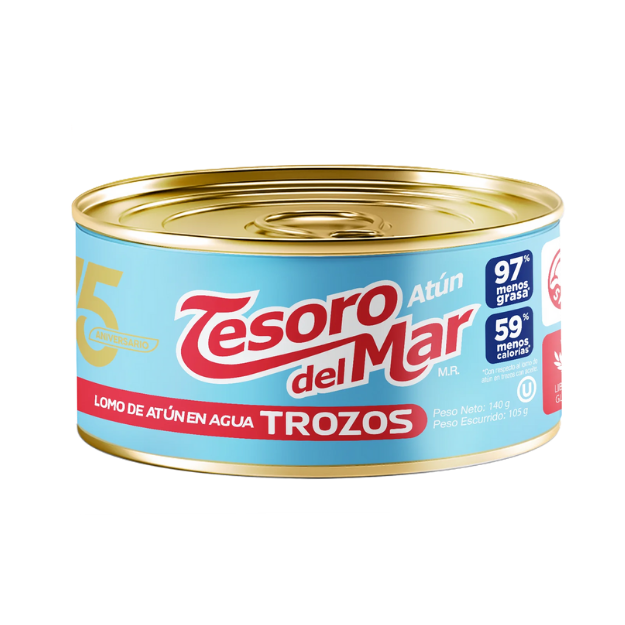TESORO DEL MAR ATUN TROZOS EN AGUA 140G /48