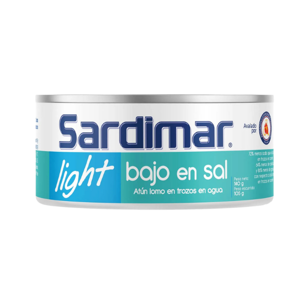 SARDIMAR ATUN TROZOS EN AGUA BAJO EN SAL 140G /48