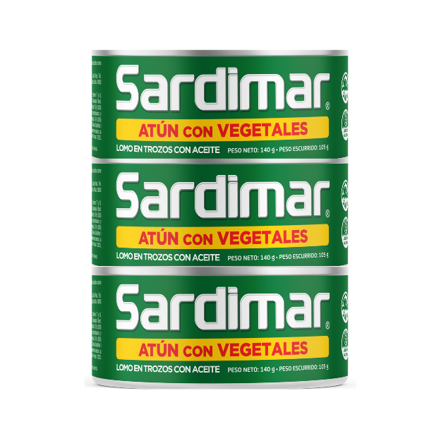 SARDIMAR 3PACK ATUN CON VEGETALES 140G /24