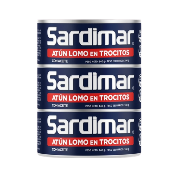 SARDIMAR 3PACK ATUN TROCITOS EN ACEITE 140G /24