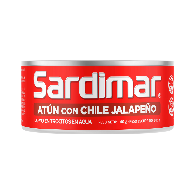 SARDIMAR ATUN TROCITOS JALAPEÑO EN AGUA 140G /48