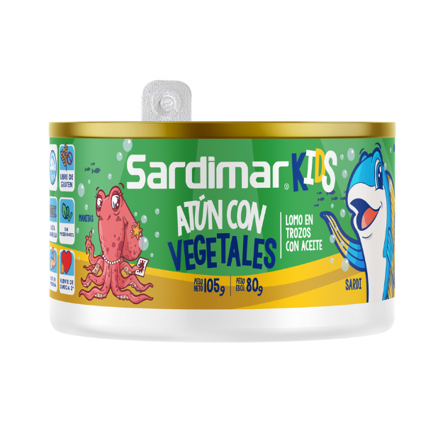 SARDIMAR KIDS ATUN TROZOS CN VEGETALES 105G /72