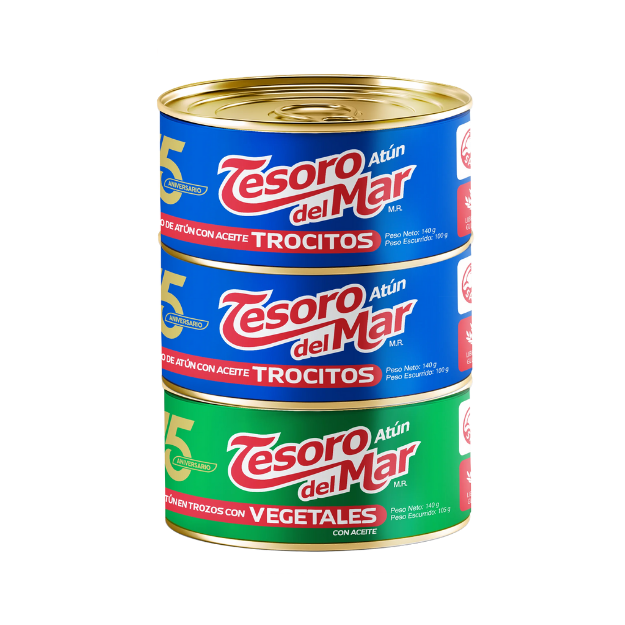 TESORO DEL MAR ATUN 2TROCITOS+1VEGETAL140G /24