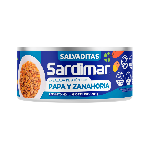 SARDIMAR ATUN TROCITOS PAPA Y ZANAHORIA 140G /48