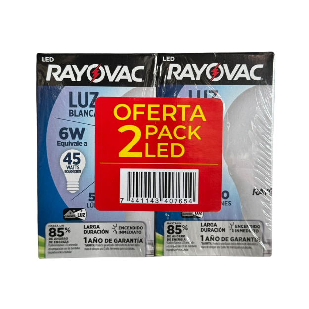 ROV 2PACK BOMBILLO LED LUZ BLANCA 6W /3