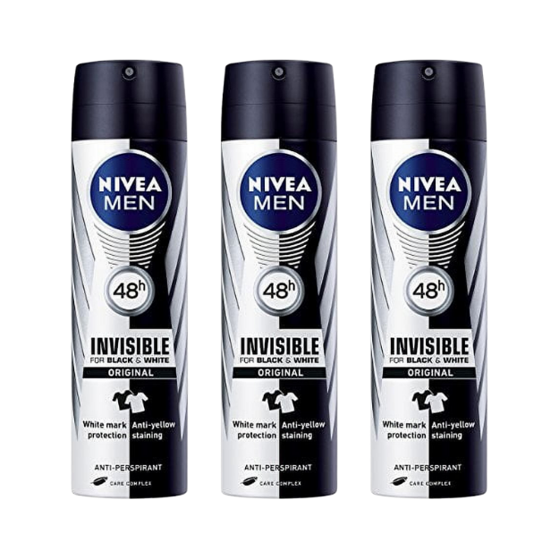 NIVEA 3 PACK F/MEN DEO INV B&W SPRAY 150ML /4