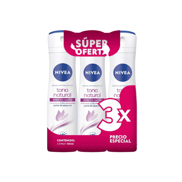 NIVEA DEO 3PACK EFECTO SATIN SPRAY 150ML /4