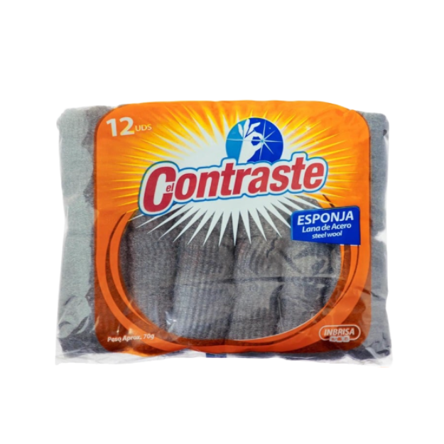 CONTRASTE ESPONJA LANA DE ACERO 12PACK
