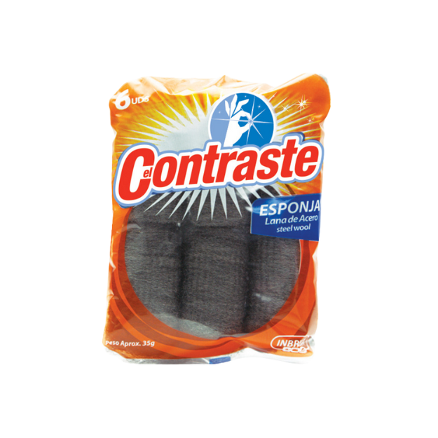 CONTRASTE ESPONJA LANA DE ACERO 6PACK /100