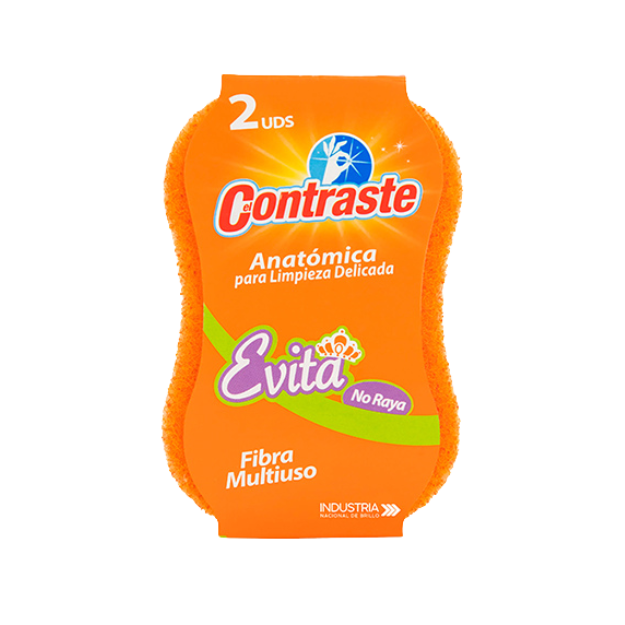 CONTRASTE ESPONJA ANATOMICA EVITA NARANJA 2PK 1X30