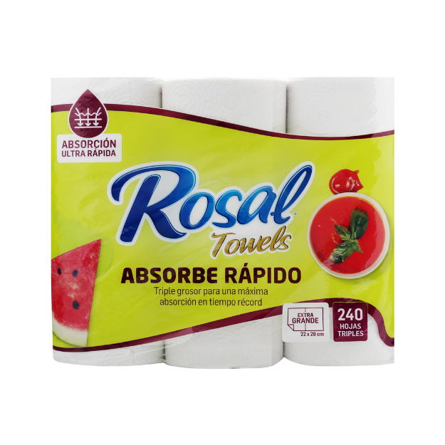 ROSAL TOALLA RAPIDA ABSORCION  3PACK 240H /8